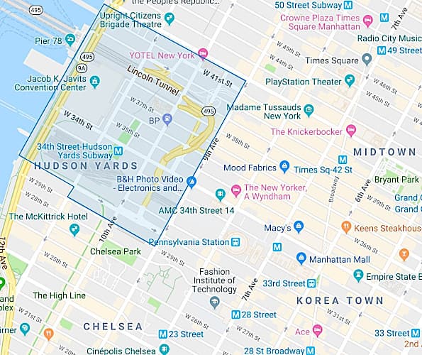 Hudson Yardsの地図