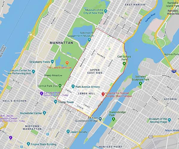 アッパーイーストサイドの地図