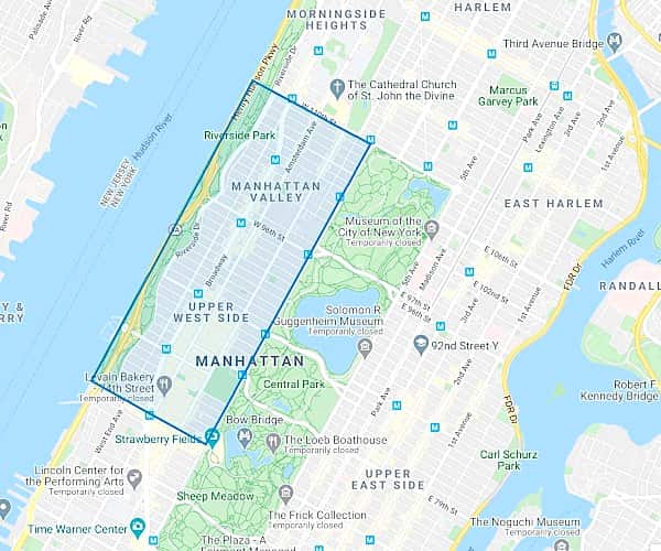 アッパーウェストサイドの地図