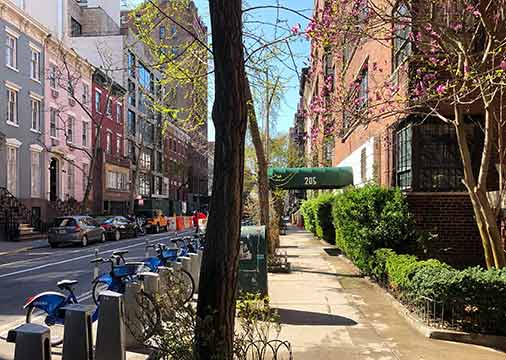 東西の通りの住宅街