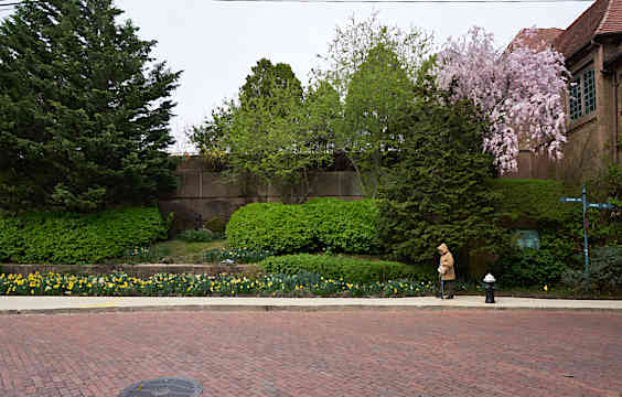 LIRRフォレストヒルズ駅前の広場近く