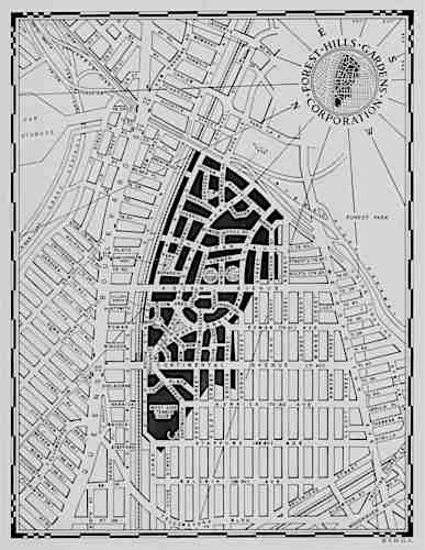 Forest Hills Gardens、テニスコート完成後の地図