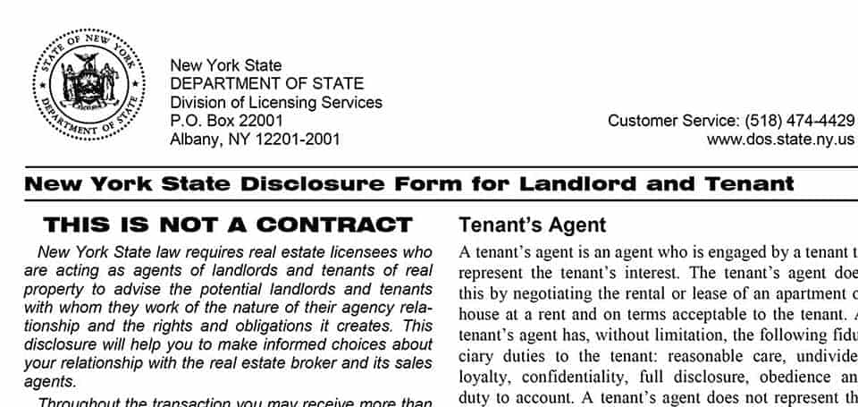 New York State Disclosure Form for Landlord and Tenant