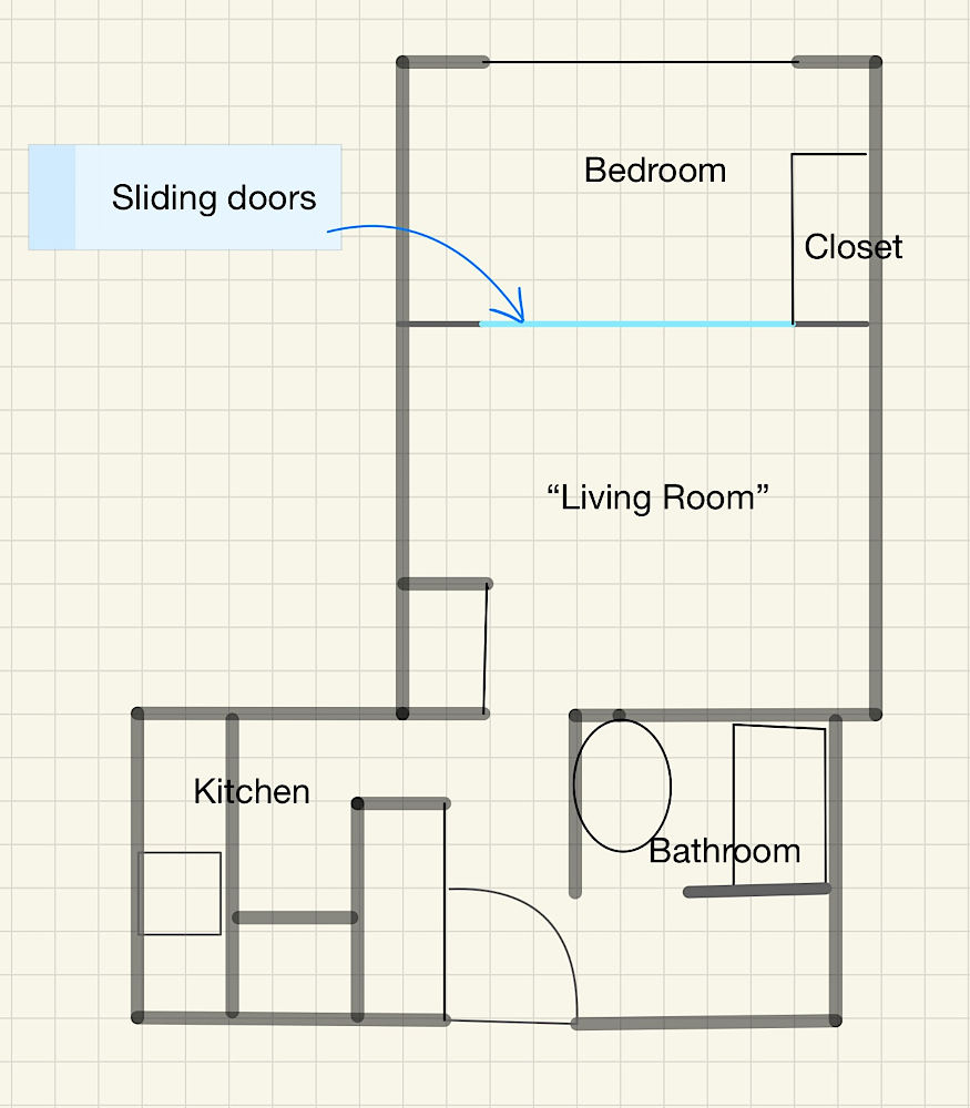 注意を要する1-Beddroomアパートの図面