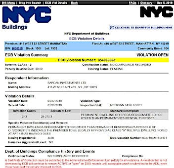 違法短期賃を行っていたユニットへの是正工事命令